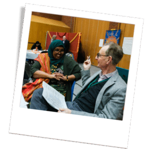 Chatting at the project launch